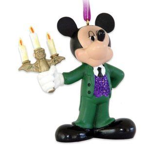 Disney Parks Haunted Mansion Mickey Mouse Host Guide with Candelabra Ornament